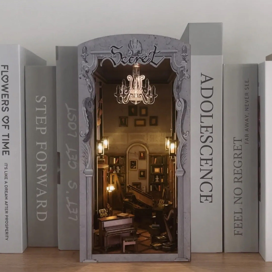 Secret Piano Room DIY Book Nook Bookshelf Insert