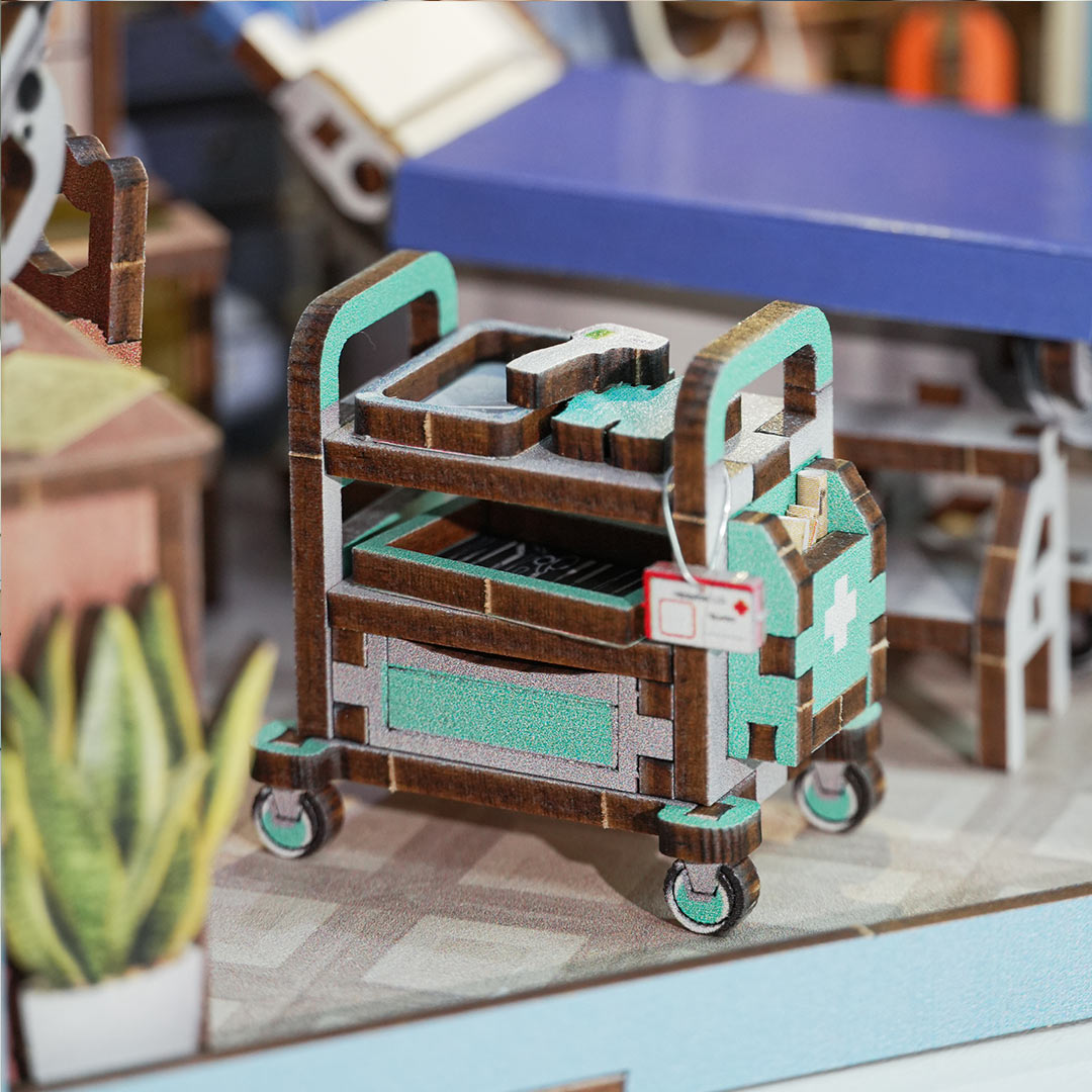 Doctor's Office DIY Wooden Book Nook Shelf Insert