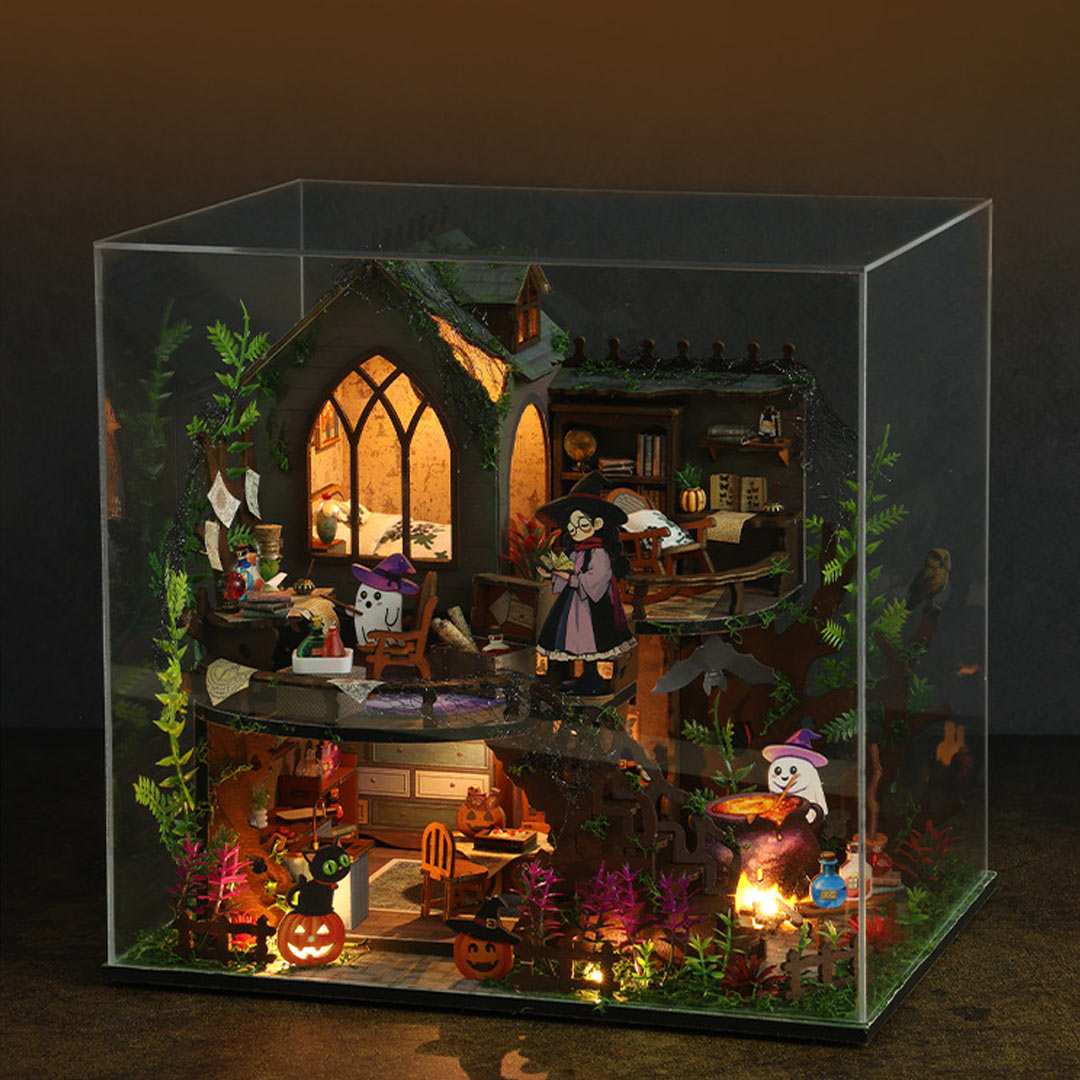 Spooky Magic Cottage DIY Miniature Dollhouse Kit