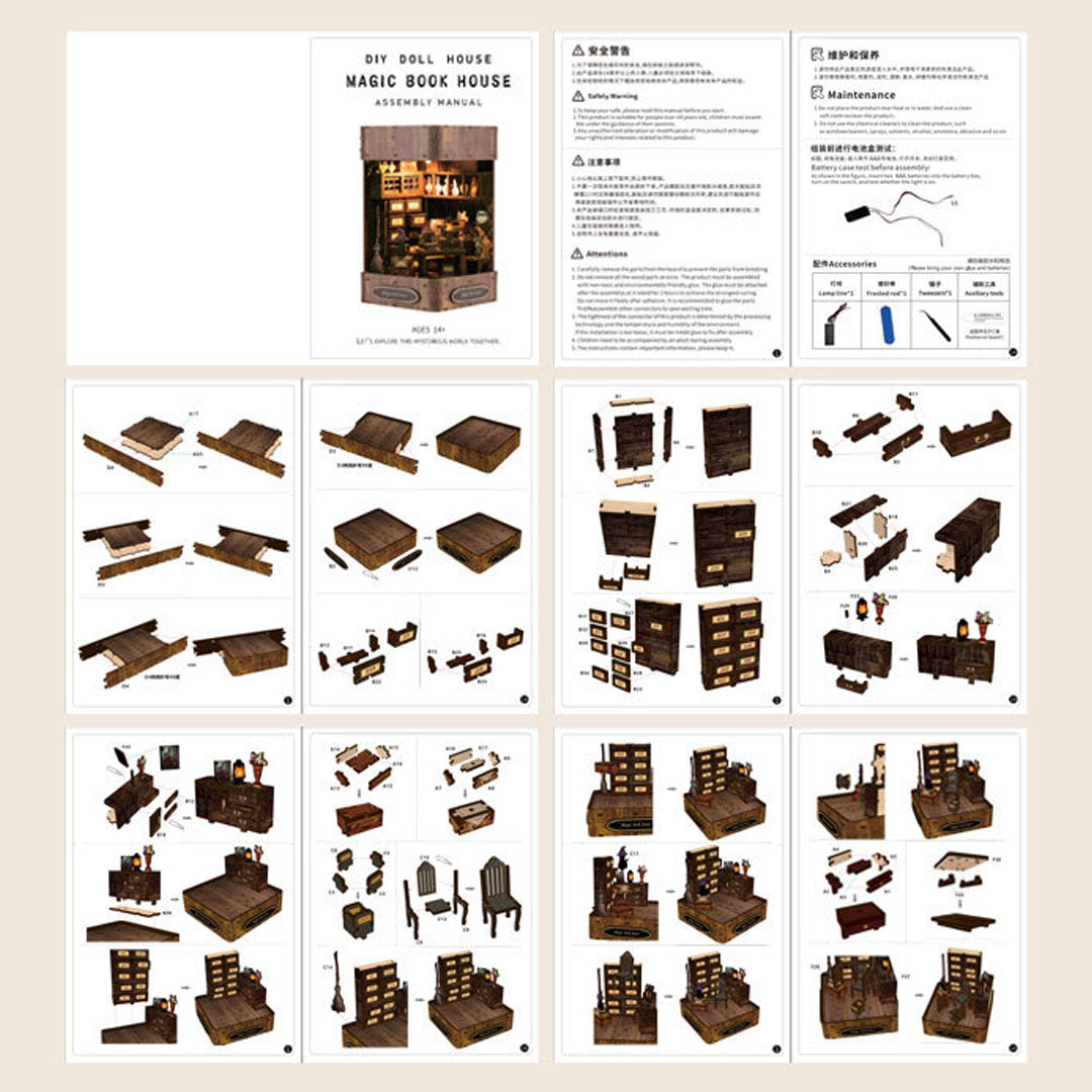 Magic Book House DIY Wooden Book Nook Kit