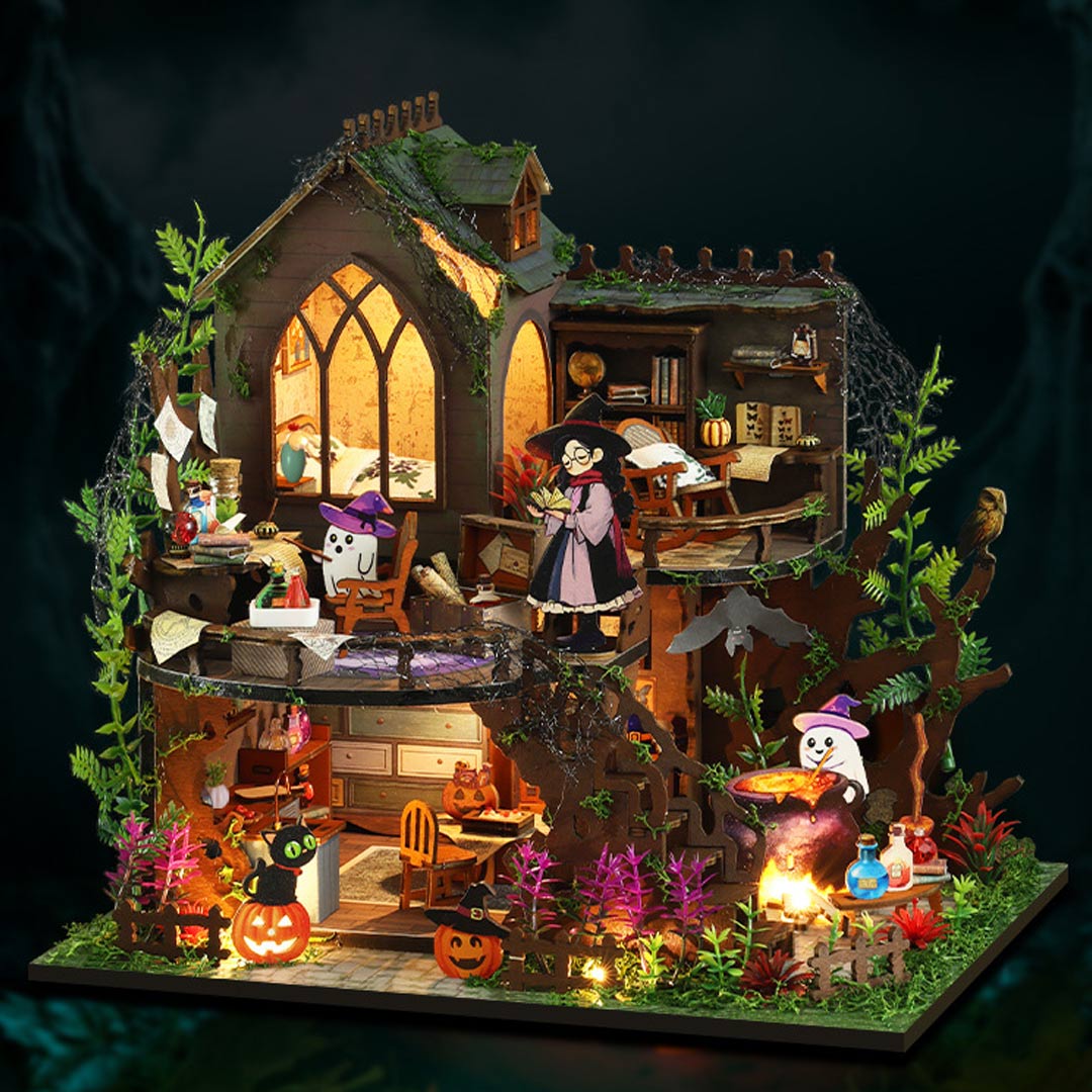 Spooky Magic Cottage DIY Miniature Dollhouse Kit