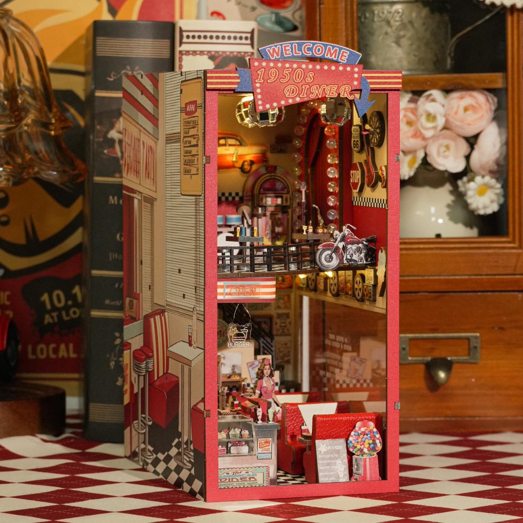 1950s Diner DIY Wooden Book Nook Shelf Insert