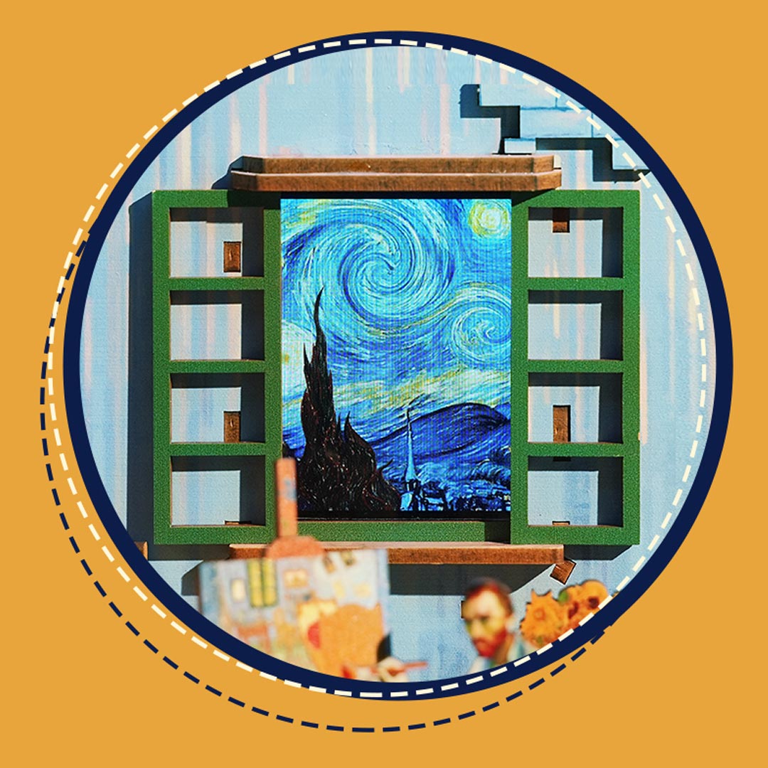 Van Gogh's Bedroom DIY Miniature & 6 Sound Effects Scene House