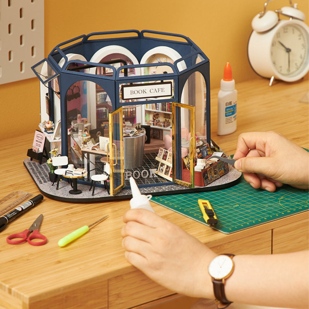Book Cafe DIY Wooden Miniature House Kit