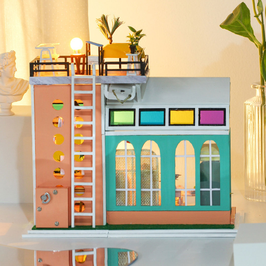 Stained Glass House DIY Dollhouse Miniature Kit