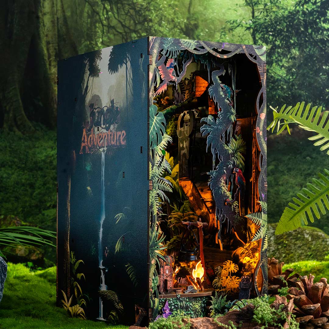 Jungle Adventure DIY Wooden Book Nook Shelf Insert – Fifijoy