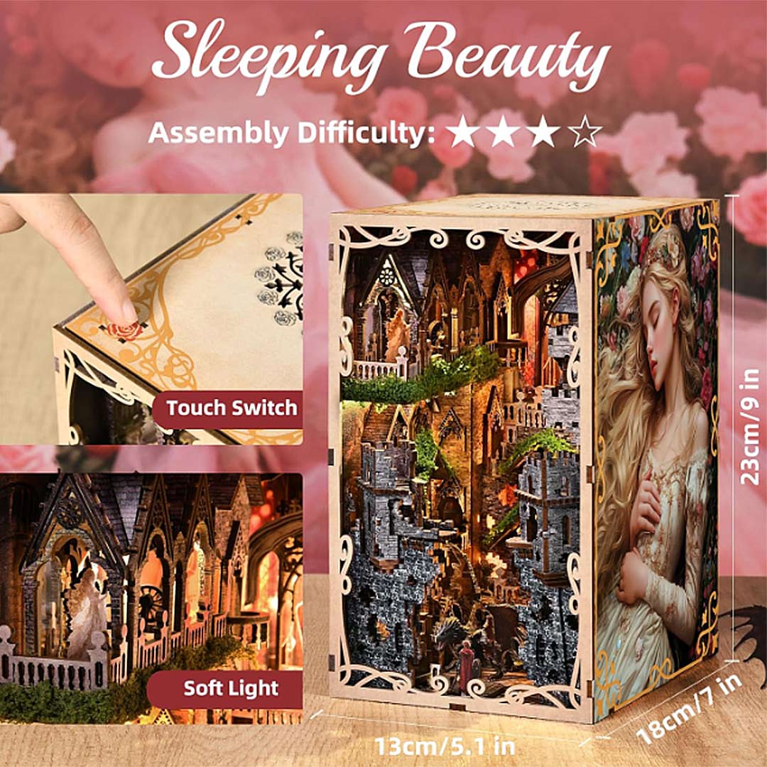 Sleeping Beauty DIY Wooden Book Nook Shelf Insert