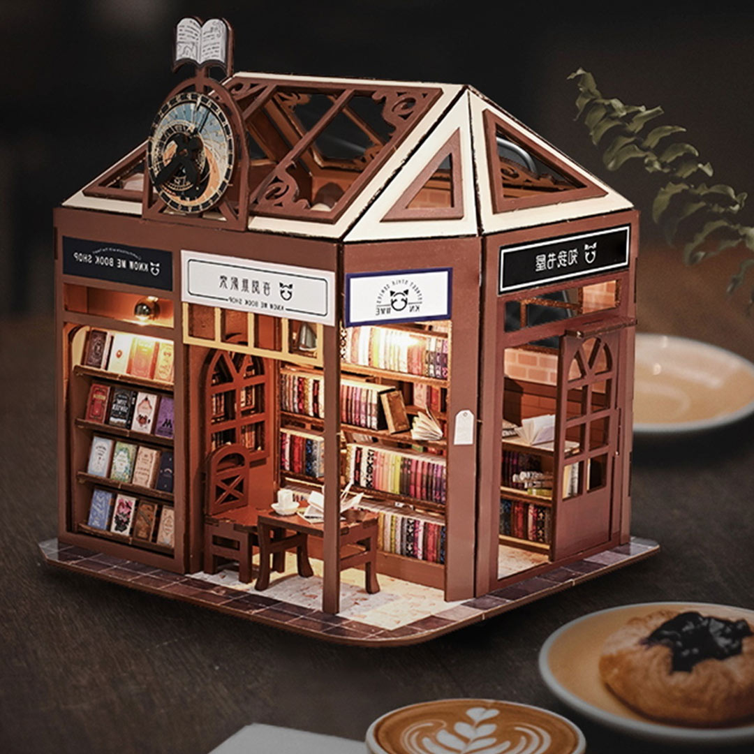 Street View Bookstore DIY Miniature Dollhouse Kit