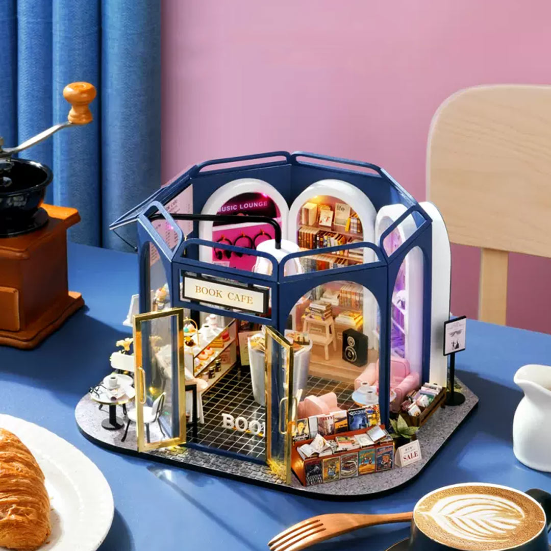 Book Cafe DIY Wooden Miniature House Kit