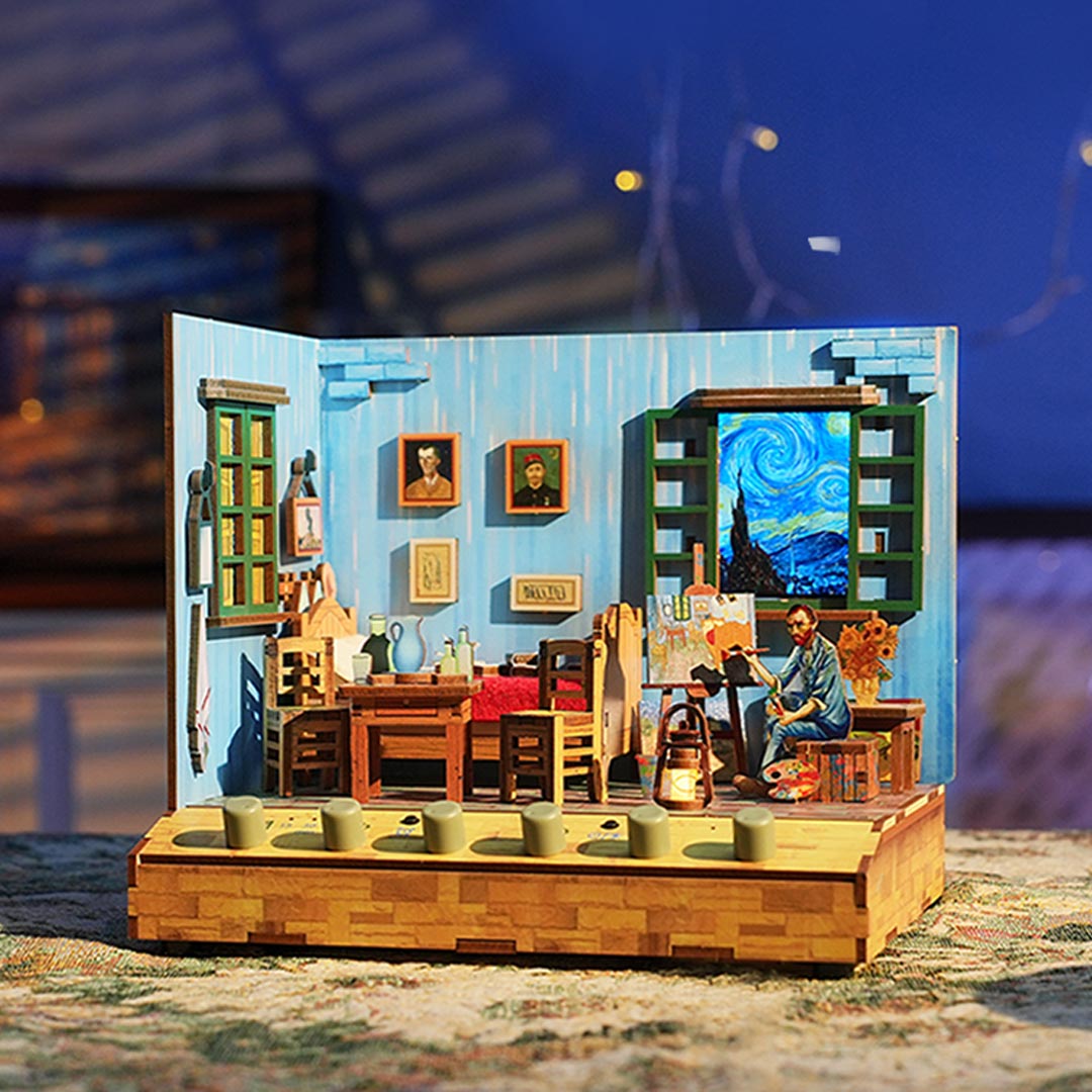 Van Gogh's Bedroom DIY Miniature & 6 Sound Effects Scene House