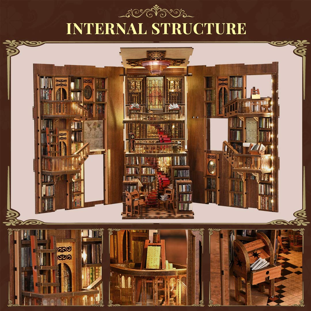 Abbey Library DIY Wooden Book Nook Shelf Insert