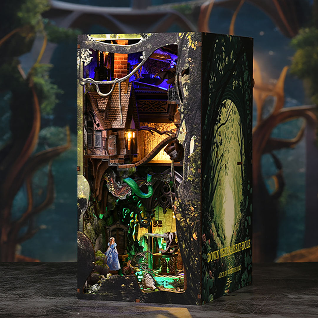 Alice Down The Rabbit Hole 3D Wooden Book Nook
