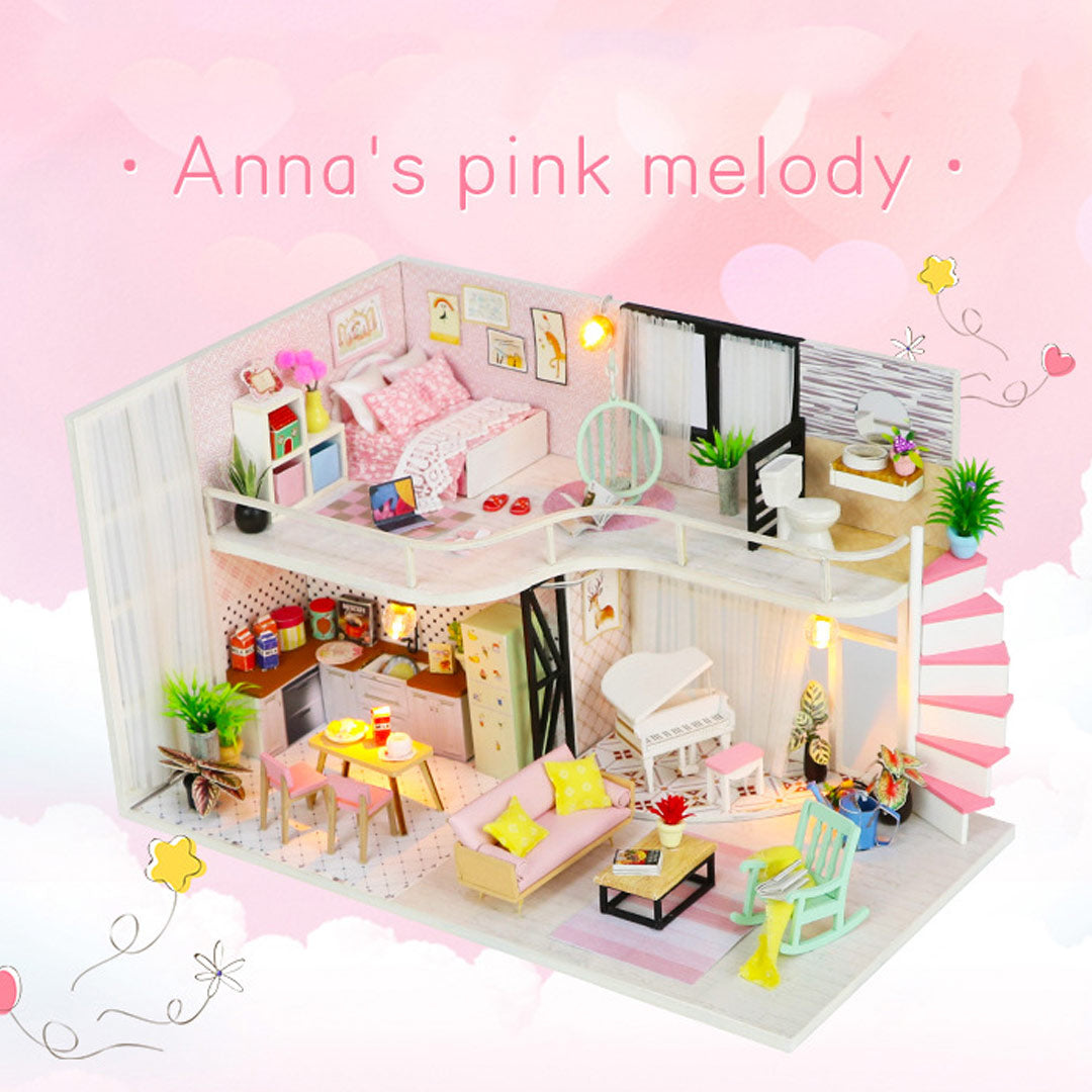 Anna's Pink Melody DIY Miniature Dollhouse Kit