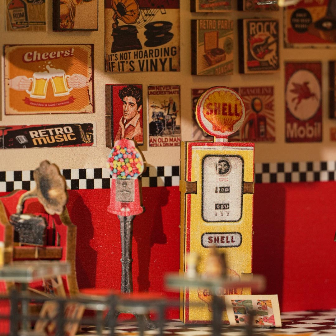 1950s Diner DIY Wooden Book Nook Shelf Insert