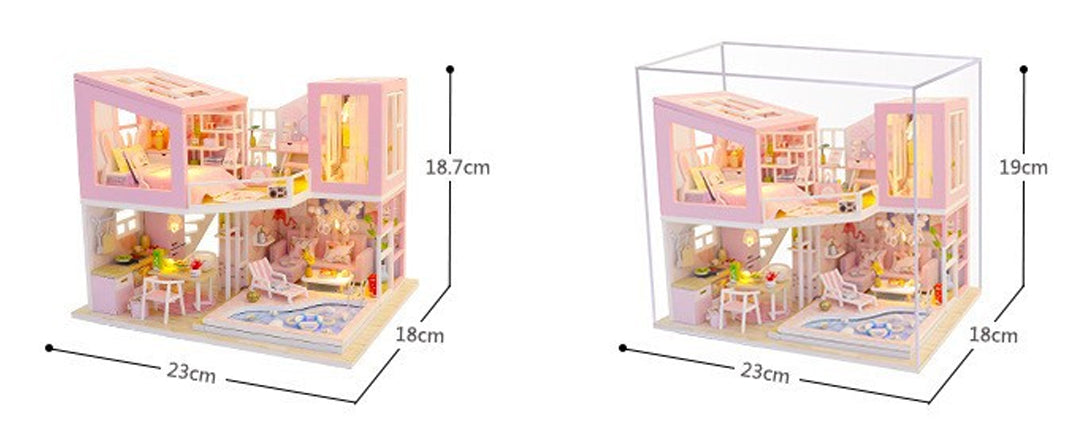 Pink House DIY Wooden Miniature House Kit