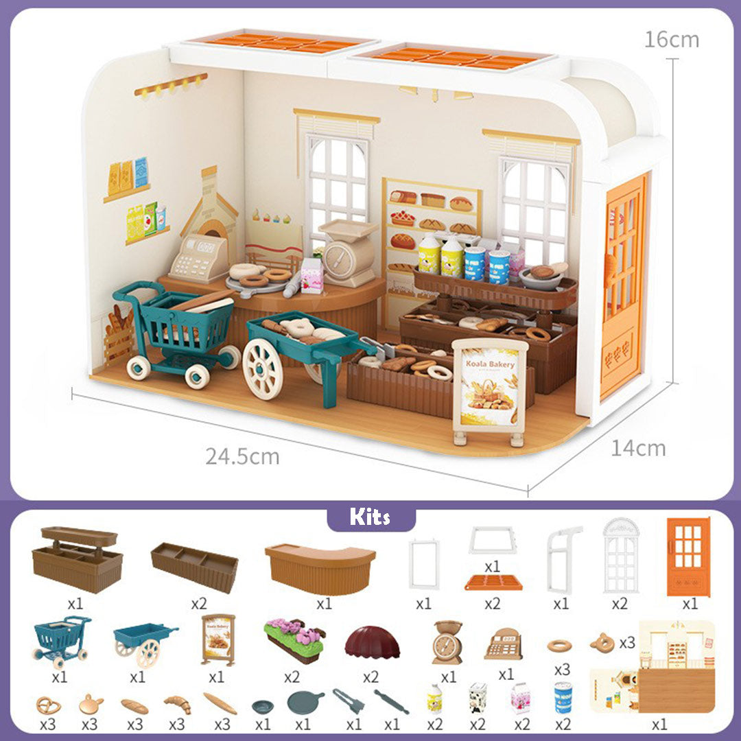 Mini Scene Kitchen Bedroom Dollhouse Kit