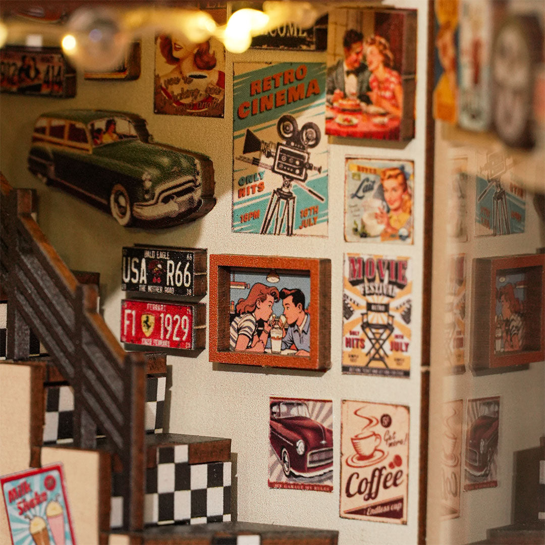 1950s Diner DIY Wooden Book Nook Shelf Insert
