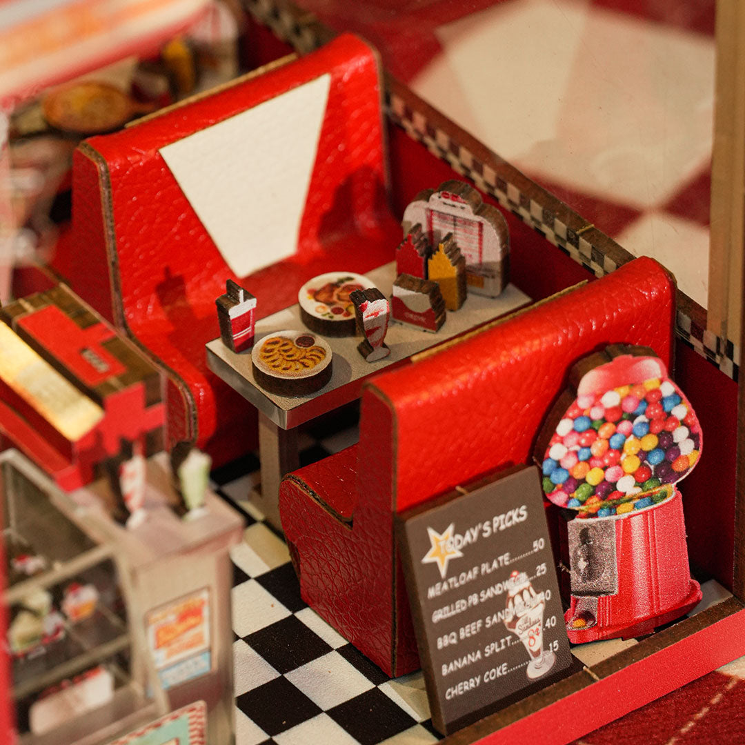 1950s Diner DIY Wooden Book Nook Shelf Insert