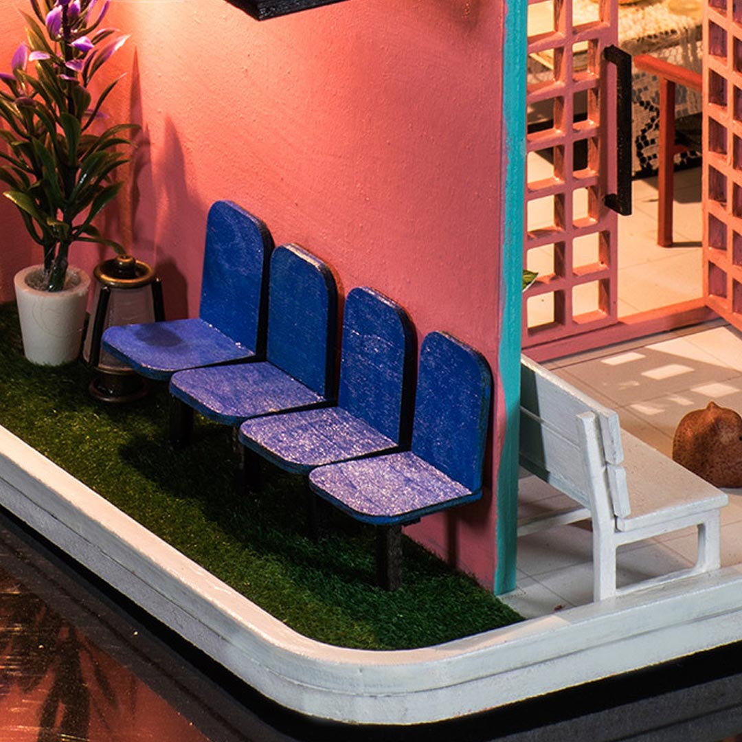 Pink Cafe DIY Miniature Dollhouse Kit