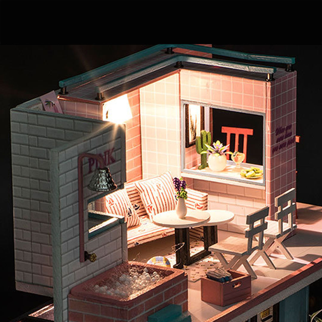 Pink Cafe DIY Miniature Dollhouse Kit