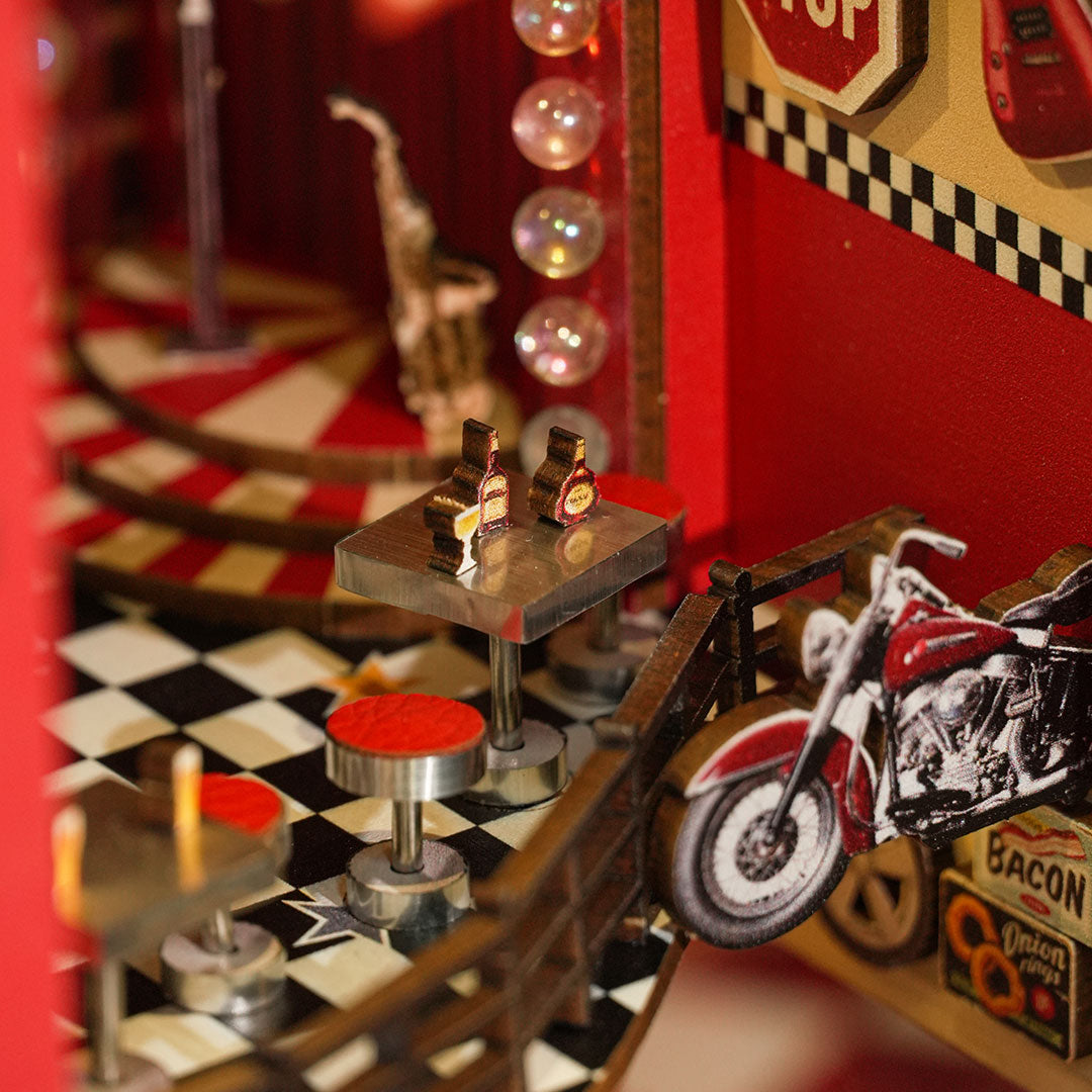 1950s Diner DIY Wooden Book Nook Shelf Insert