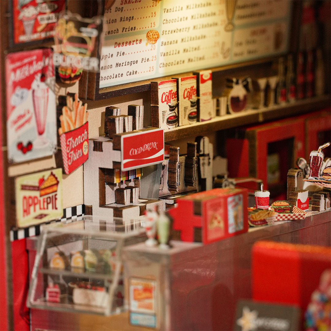 1950s Diner DIY Wooden Book Nook Shelf Insert