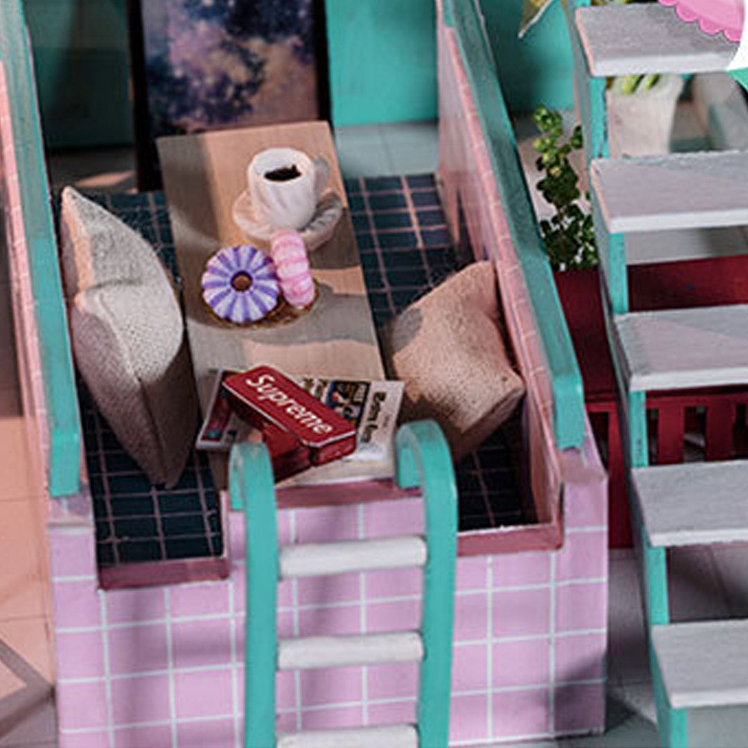 Pink Cafe DIY Miniature Dollhouse Kit