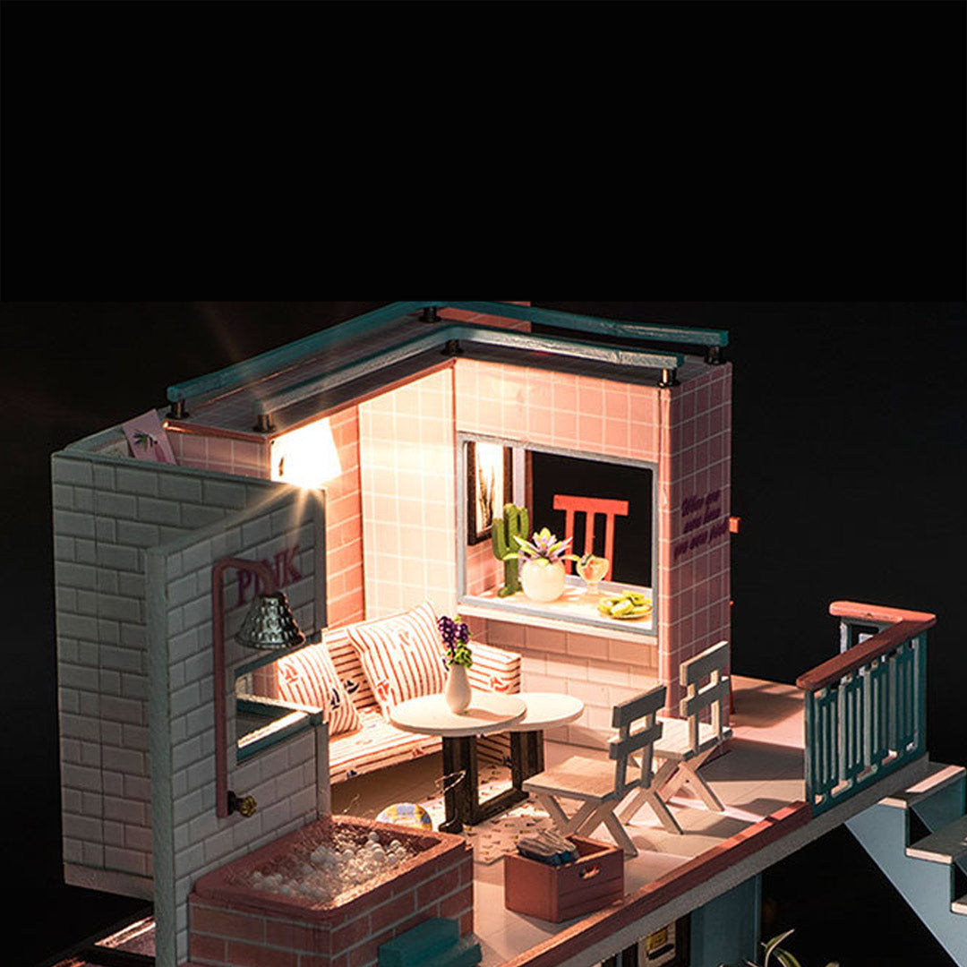 Pink Cafe DIY Miniature Dollhouse Kit