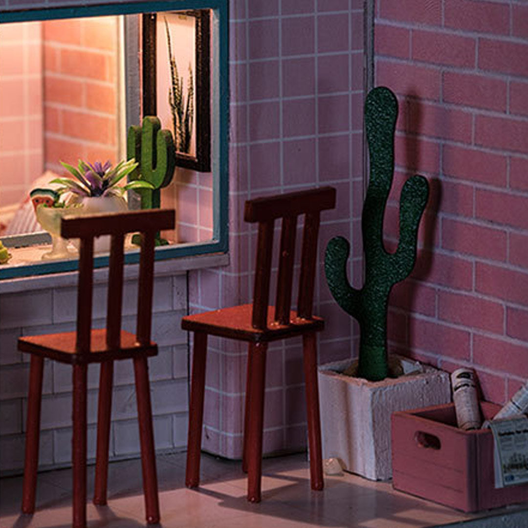 Pink Cafe DIY Miniature Dollhouse Kit