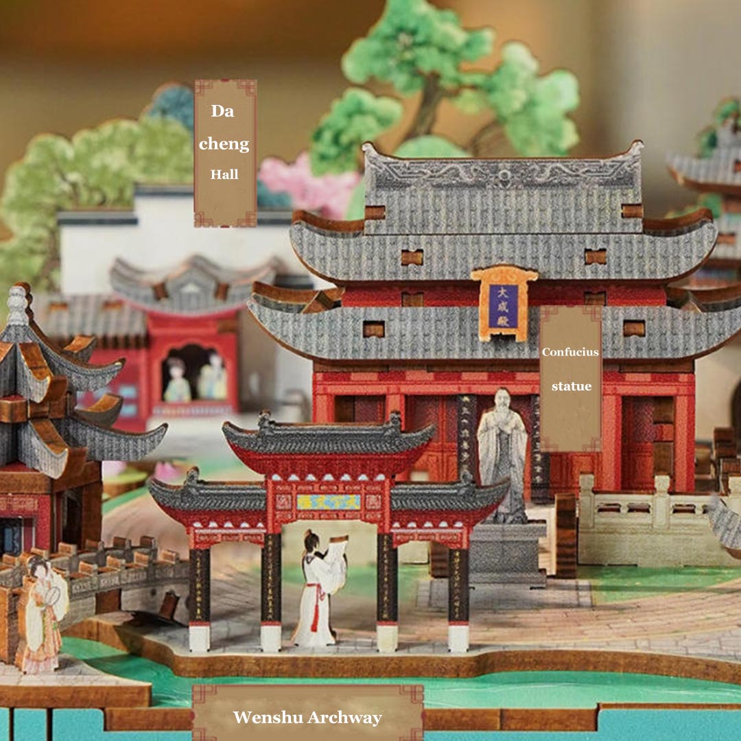 Confucius Temple DIY Wooden Music Box