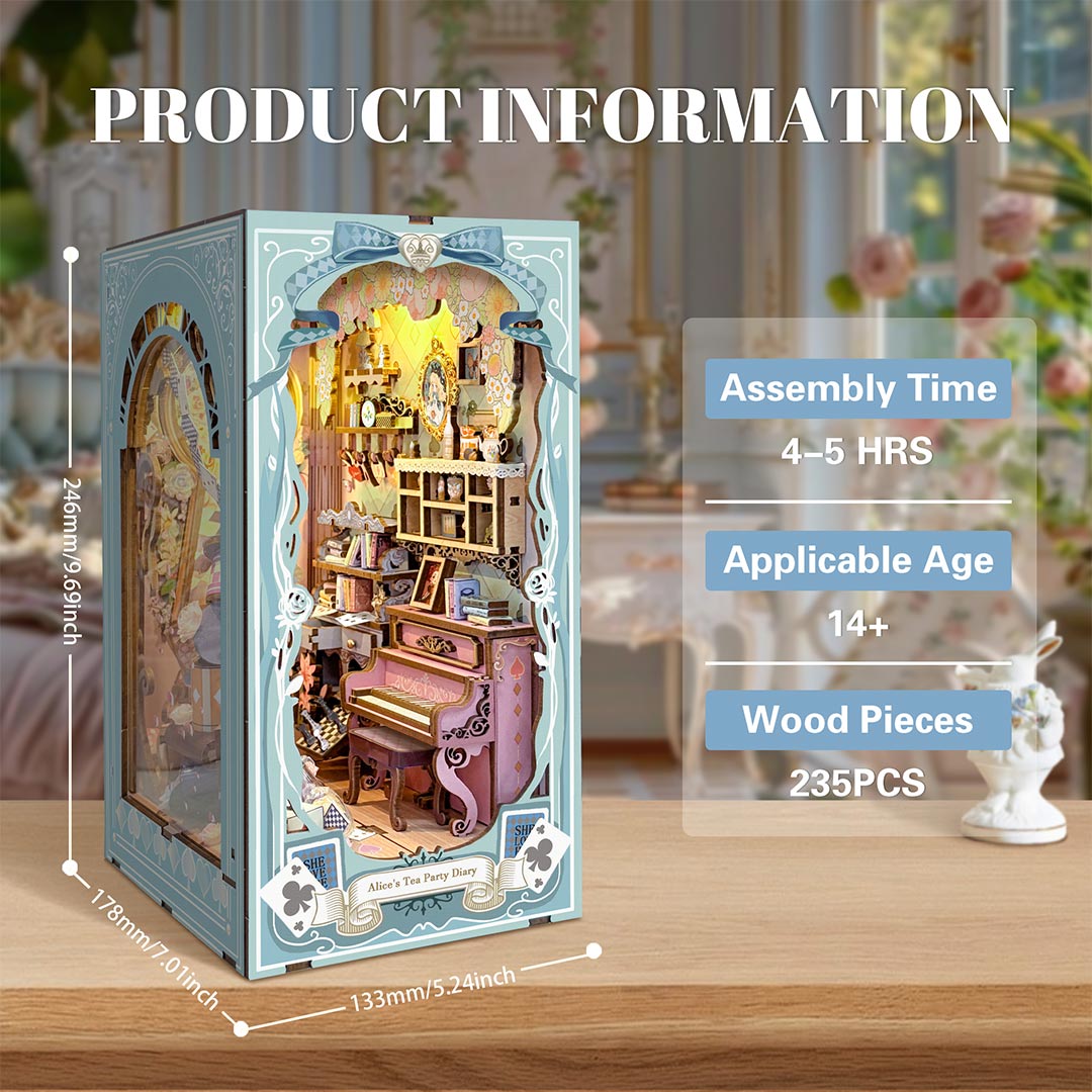 Alice's Tea Party Diary DIY Wooden Book Nook Kit