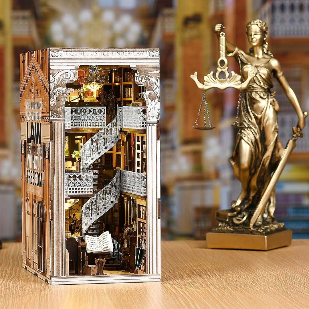 Law Library DIY Wooden Book Nook Shelf Insert