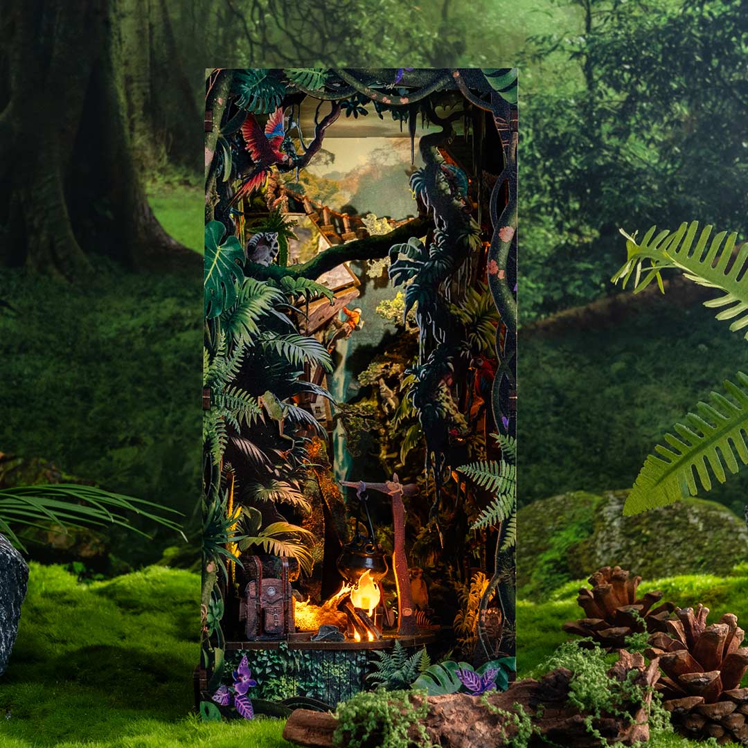 Jungle Adventure DIY Wooden Book Nook Shelf Insert – Fifijoy