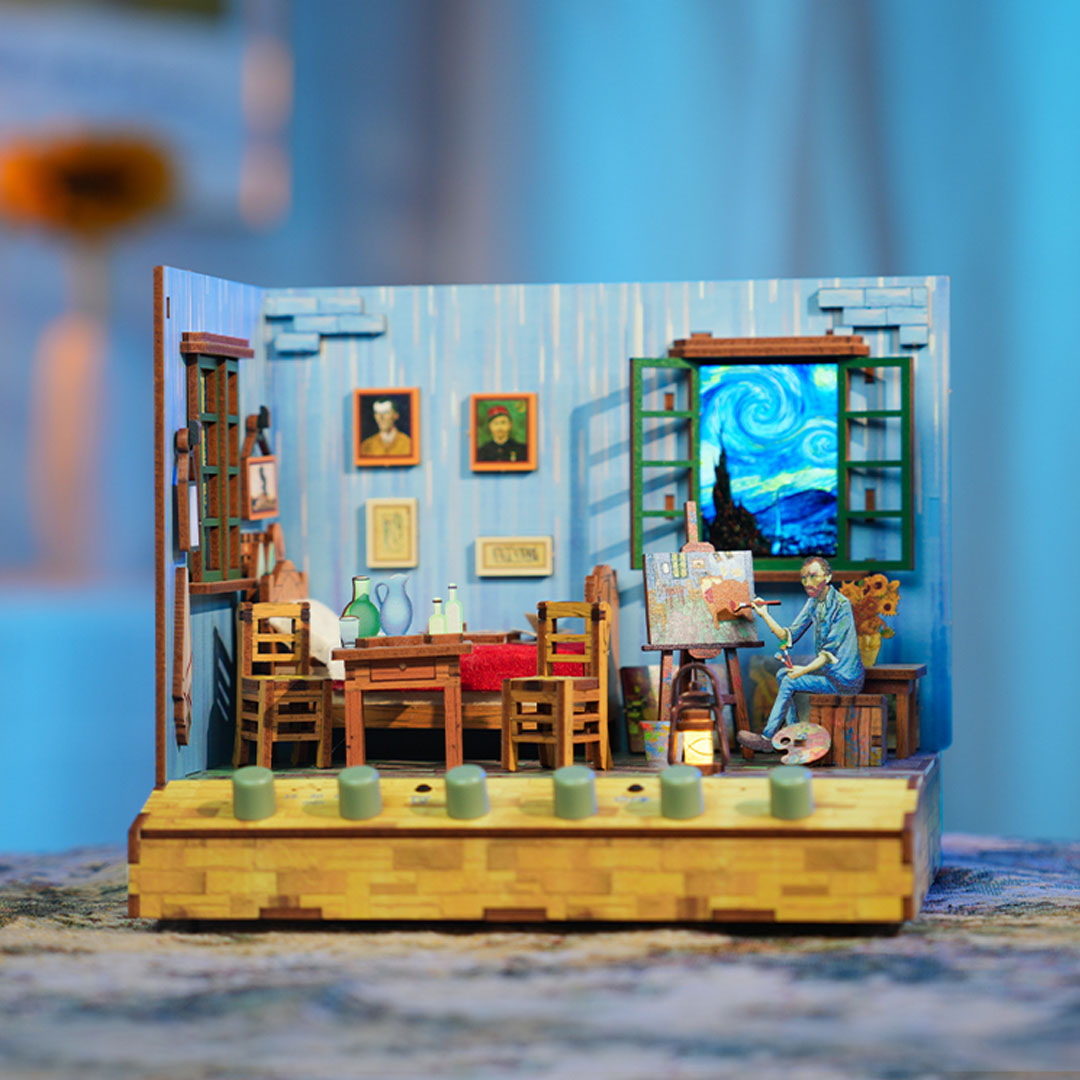 Van Gogh's Bedroom DIY Miniature & 6 Sound Effects Scene House