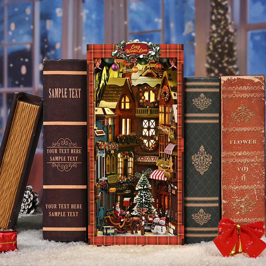 Christmas Corner DIY Wooden Book Nook Shelf Insert