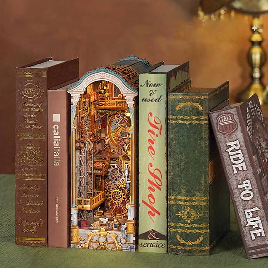 Clock Tower DIY Wooden Book Nook Shelf Insert