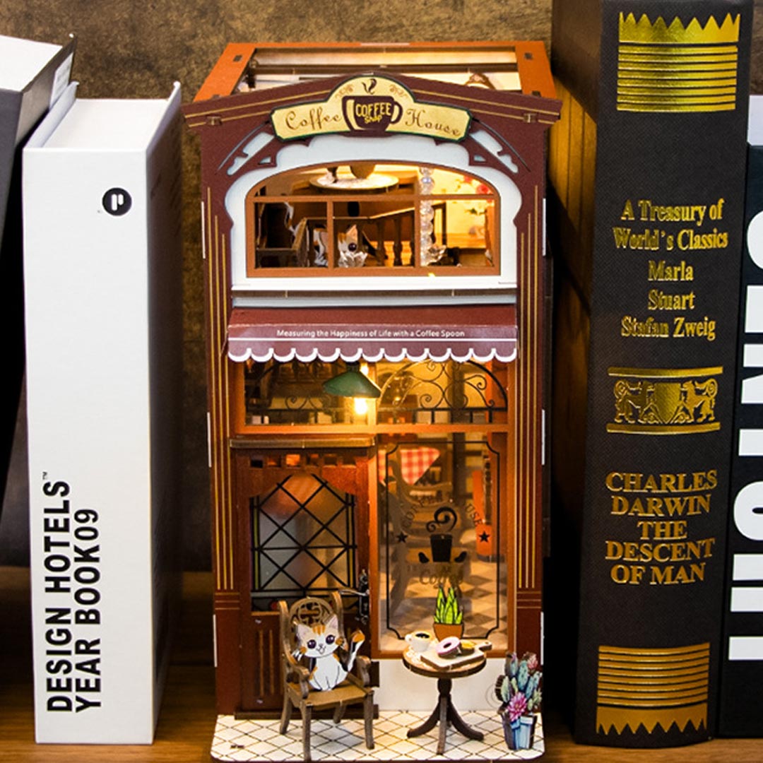 Coffee House DIY Wooden Book Nook Shelf Insert