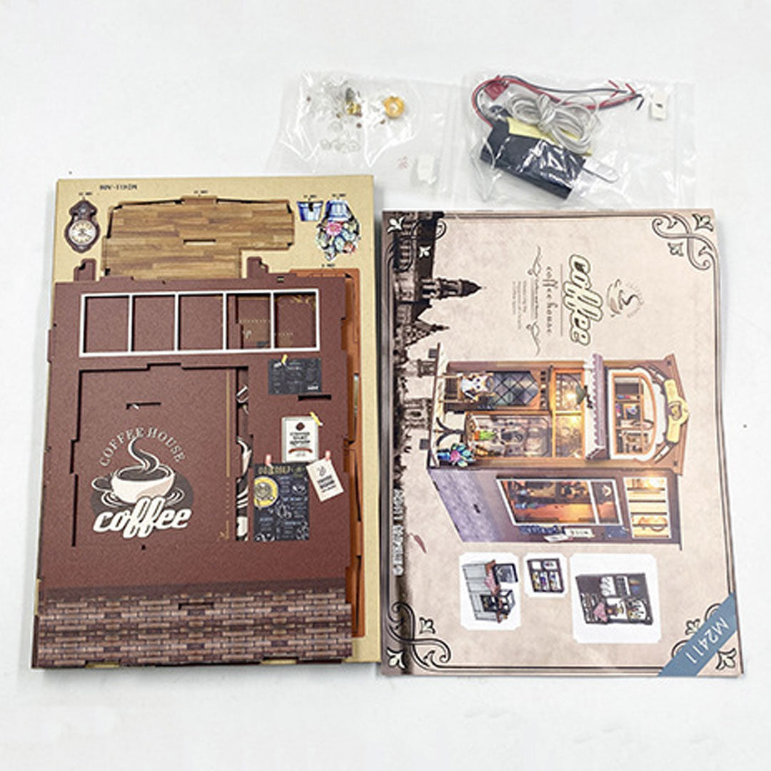 Coffee House DIY Wooden Book Nook Shelf Insert