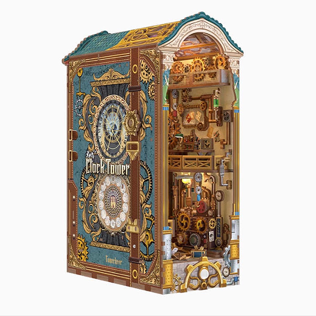 Clock Tower DIY Wooden Book Nook Shelf Insert