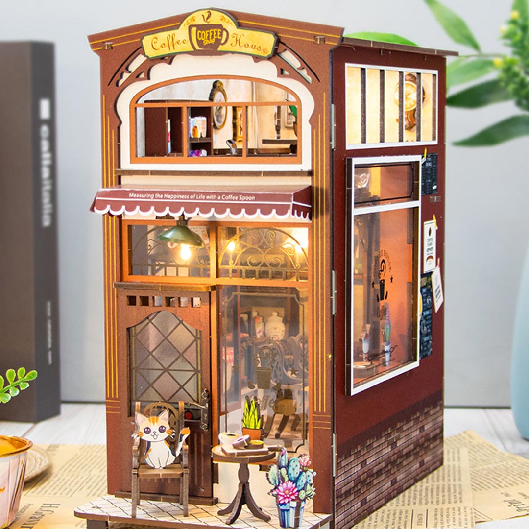 Coffee House DIY Wooden Book Nook Shelf Insert
