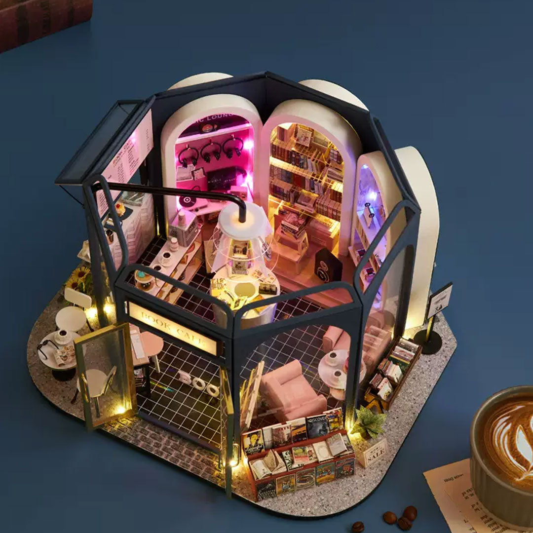 Book Cafe DIY Wooden Miniature House Kit
