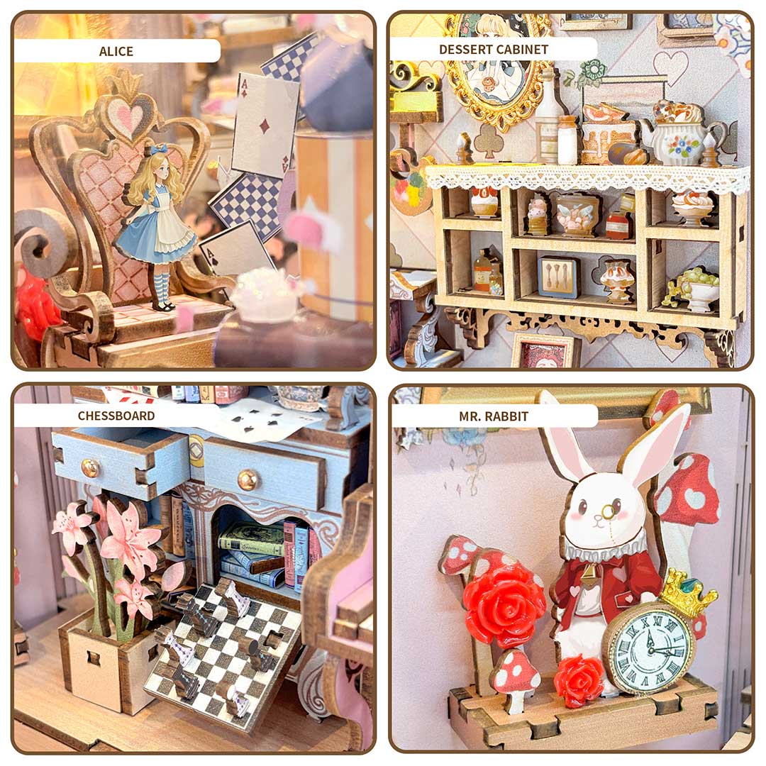 Alice's Tea Party Diary DIY Wooden Book Nook Kit