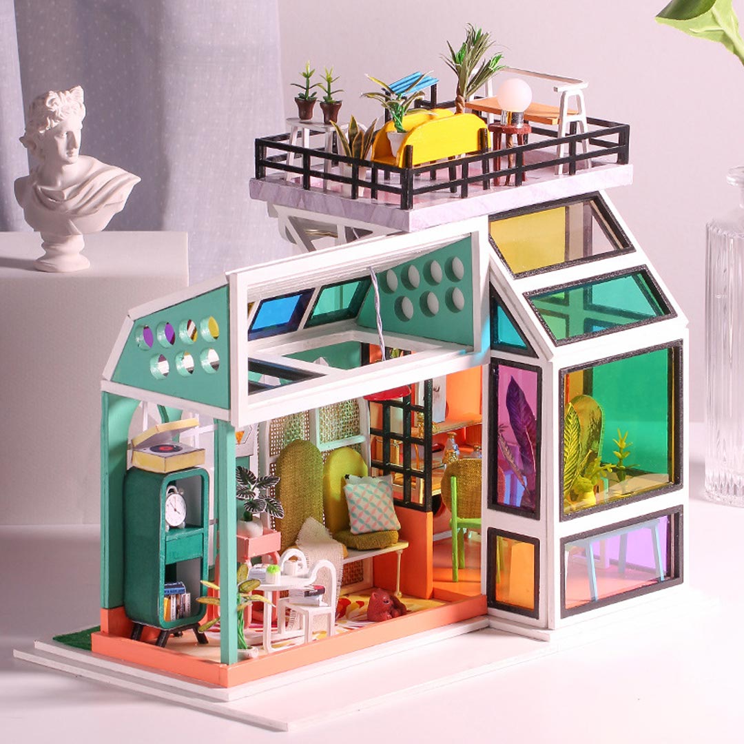 Stained Glass House DIY Dollhouse Miniature Kit