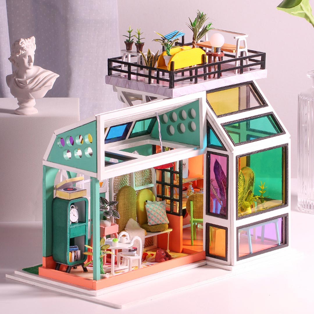 Stained Glass House DIY Dollhouse Miniature Kit