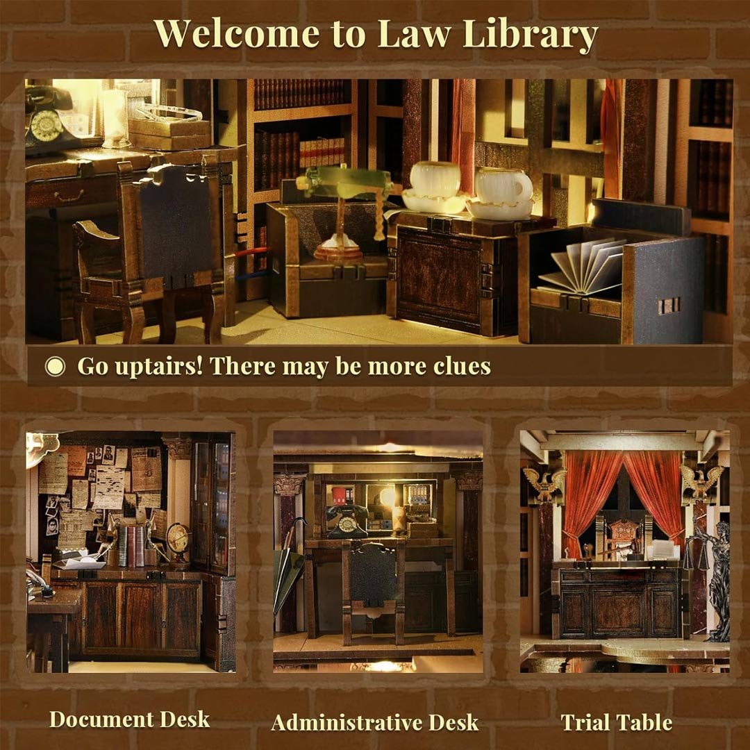 Law Library DIY Wooden Book Nook Shelf Insert