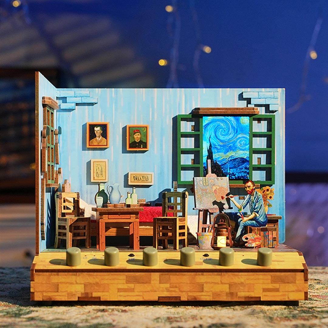 Van Gogh's Bedroom DIY Miniature & 6 Sound Effects Scene House