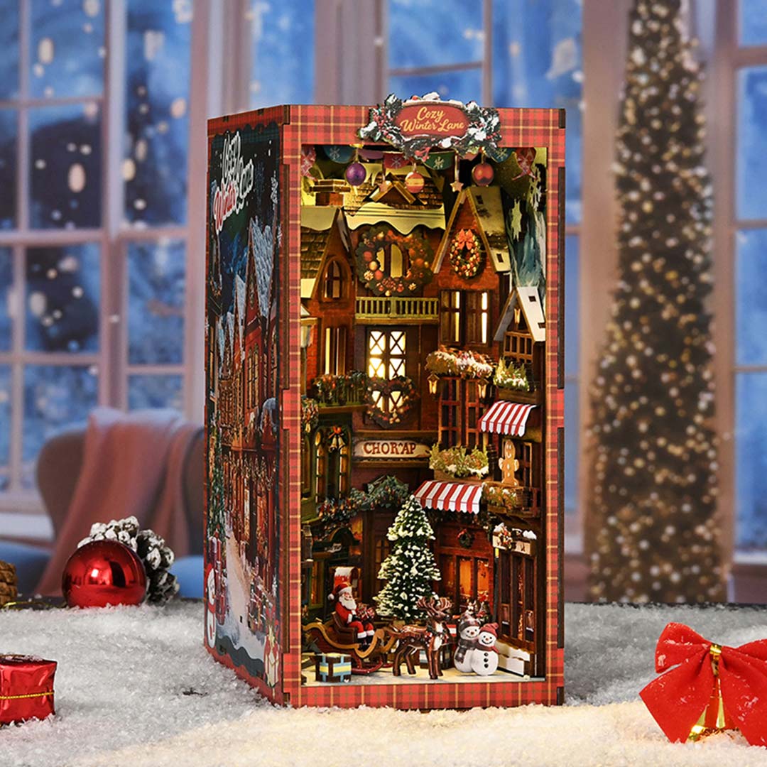 Christmas Corner DIY Wooden Book Nook Shelf Insert