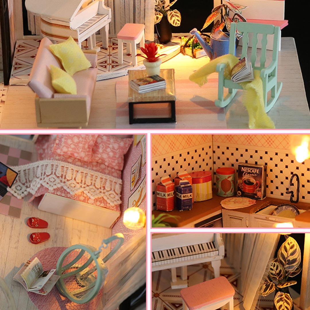 Anna's Pink Melody DIY Miniature Dollhouse Kit