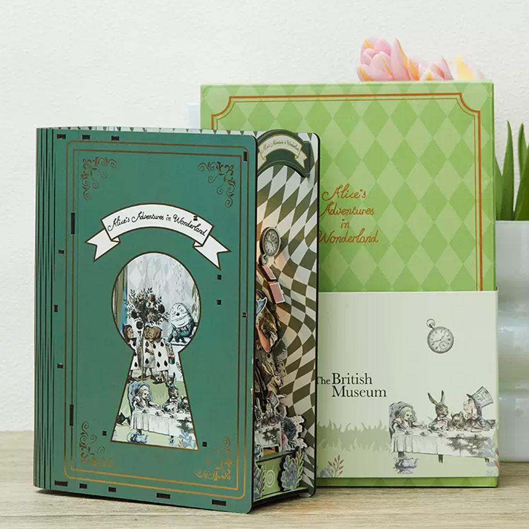 Alice In Wonderland Wooden Book Nook Bookshelf Insert