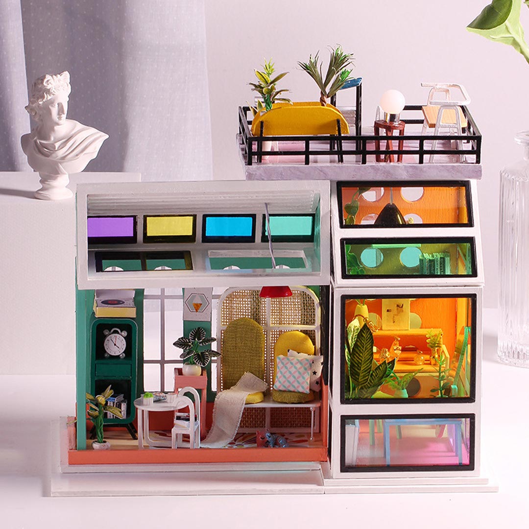 Stained Glass House DIY Dollhouse Miniature Kit